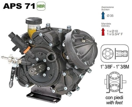 Насос мембранный Comet® серия APS 71 (67,2 л/мин; 50 бар); вал внутрен. (ВОМ 1"3/8) - ВОМ 1"3/8